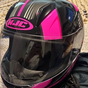 HJC Black and Pink Motorcycle Helmet